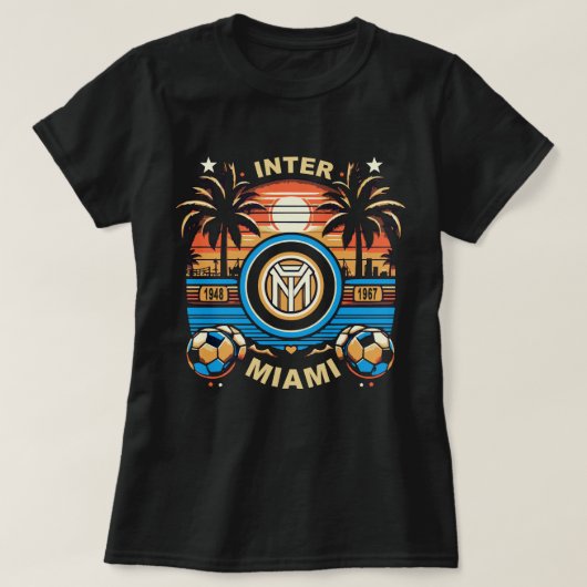 Miami Beach Futbol Vibes: Vier Inter Miami FC T-shirt (Design voorkant)