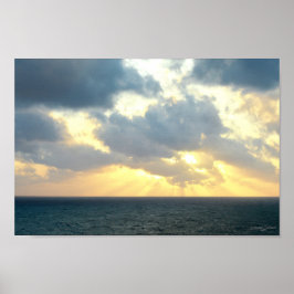 Miami Beach Geel Zonsopgang Blauwe Oceaan Landscha Poster