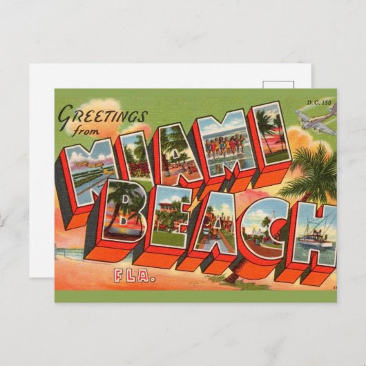 Miami Beach Groet Briefkaart (Voorkant / Achterkant)