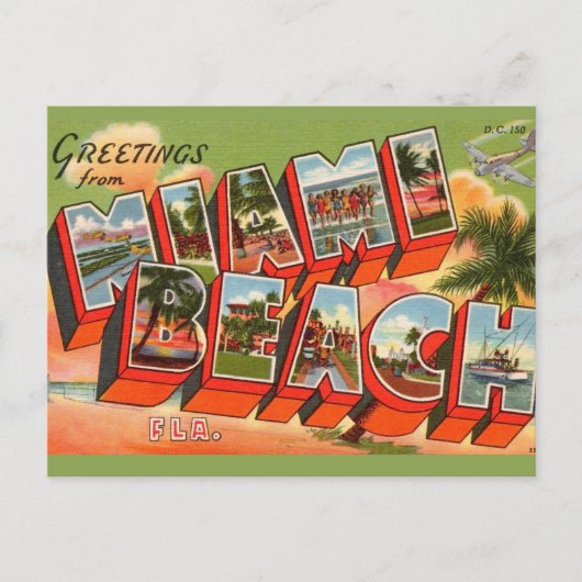 Miami Beach Groet Briefkaart (Voorkant)