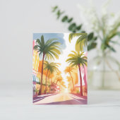Miami Beach | Heldere kleurrijke Waterverf schilde Briefkaart (Staand voorkant)