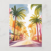 Miami Beach | Heldere kleurrijke Waterverf schilde Briefkaart (Voorkant)