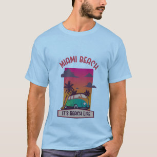 Miami Beach Het is strandleven Retro surfbus Zonso T-shirt