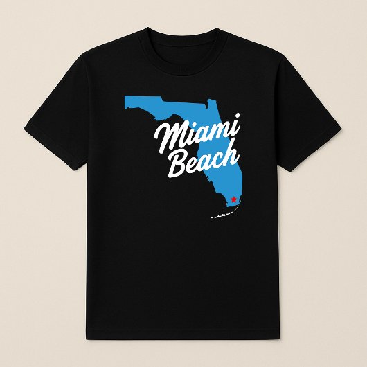  Miami Beach Kaart Florida Script Typografie T-shirt