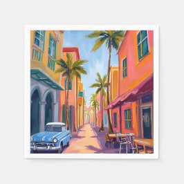 Miami Beach Kleurrijk Straatbeeld Servet