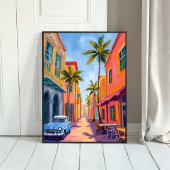 Miami Beach Kleurrijk Straatscène Poster