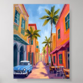 Miami Beach Kleurrijk Straatscène Poster (Voorkant)