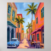 Miami Beach Kleurrijk Straatscène Poster (Voorkant)
