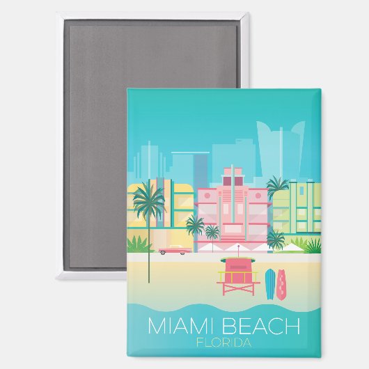 Miami Beach koelkastmagneet Magneet (Voorkant / Achterkant)