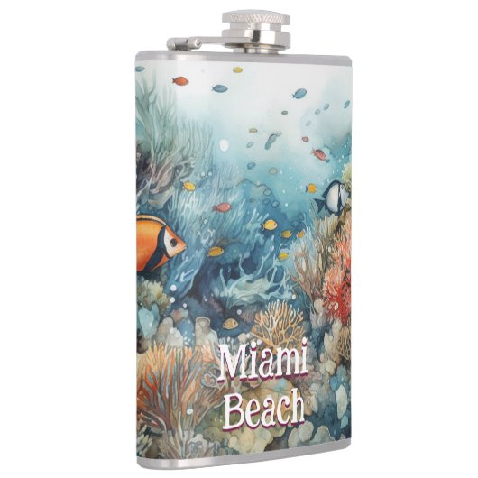 Miami Beach koraalrif en visse waterverf Heupfles (Rechts)