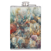 Miami Beach koraalrif en visse waterverf Heupfles (Achterkant)