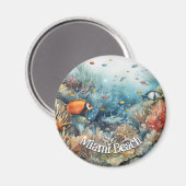 Miami Beach koraalrif en visse waterverf Magneet (Voorkant / Achterkant)