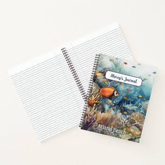 Miami Beach koraalrif en visse waterverf Notitieboek (Binnen)