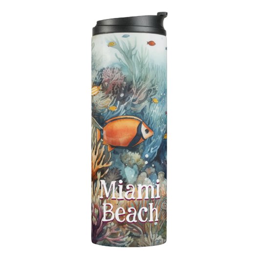 Miami Beach koraalrif en visse waterverf Thermosbeker (Gedraaid links)