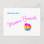 Miami-Beach-logo-sun-palms-roze Briefkaart (Voorkant)