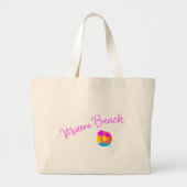 Miami-Beach-logo-sun-palms-roze Grote Tote Bag (Voorkant)
