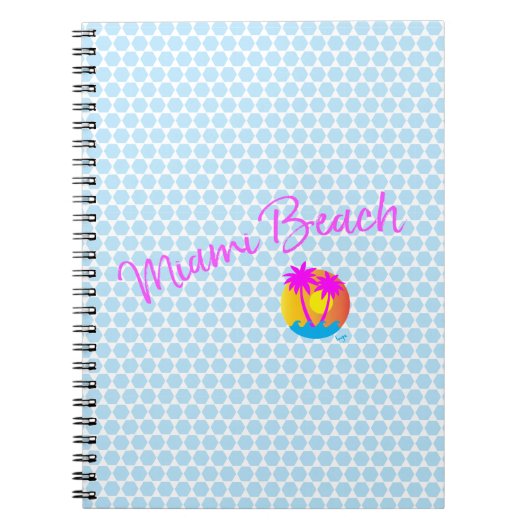 Miami-Beach-logo-sun-palms-roze Notitieboek (Voorkant)