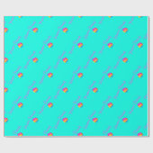 Miami-Beach-logo-sun-palms-roze turquoise Cadeaupapier (Vlak)