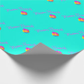 Miami-Beach-logo-sun-palms-roze turquoise Cadeaupapier (Hoek)