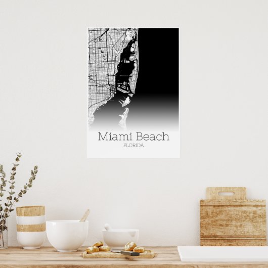 Miami Beach Map - Florida - City Map Poster (Keuken)