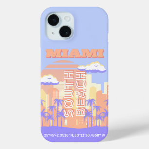 Miami Beach, Miami Travel Art, Preppy kamer, Paste iPhone 15 Case