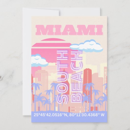 Miami Beach, Miami Travel Art, Preppy kamer, Paste Feestdagenkaart (Voorkant)