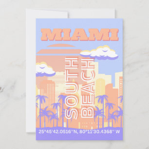 Miami Beach, Miami Travel Art, Preppy kamer, Paste Feestdagenkaart