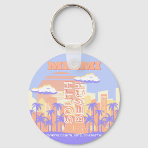 Miami Beach, Miami Travel Art, Preppy kamer, Paste Sleutelhanger