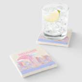 Miami Beach, Miami Travel Art, Preppy kamer, Paste Stenen Onderzetter (Zijkant)