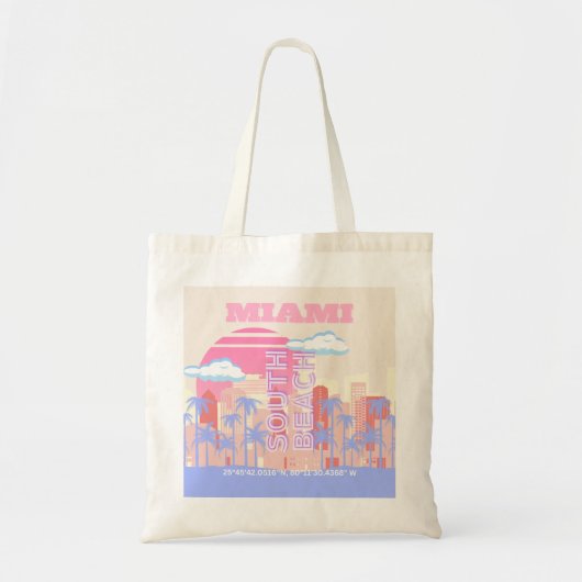 Miami Beach, Miami Travel Art, Preppy kamer, Paste Tote Bag (Voorkant)