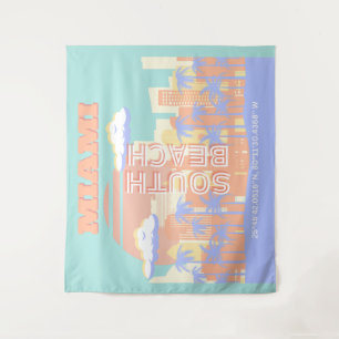 Miami Beach, Miami Travel Art, Preppy kamer, Paste Wandkleed