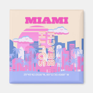 Miami Beach, Miami Travel Art, Preppy Magneet
