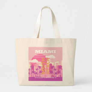 Miami Beach, Miami Travel Art, Preppy Room, roze Grote Tote Bag