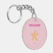 Miami Beach, Miami Travel Art, Preppy Room, roze Sleutelhanger (Voorkant Links)