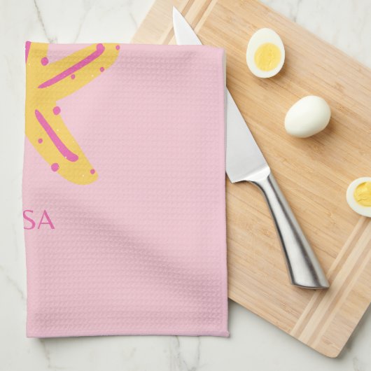 Miami Beach, Miami Travel Art, Preppy Room, roze Theedoek (Quarter Fold)