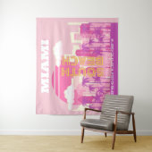 Miami Beach, Miami Travel Art, Preppy Room, roze Wandkleed (In situ)