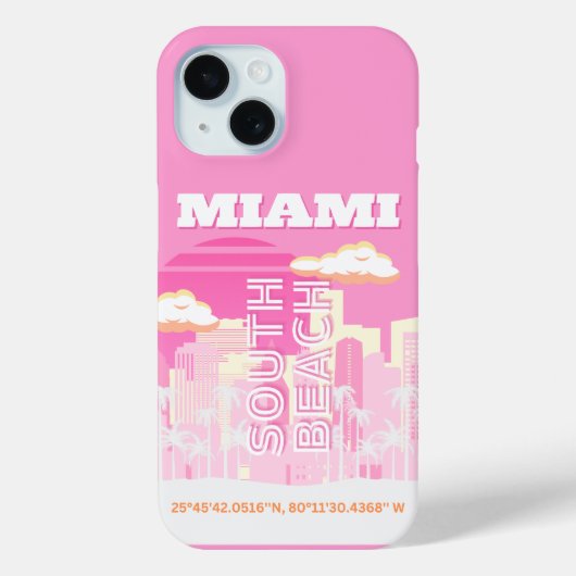 Miami Beach, Miami Travel Art, Preppy, Roze Case-Mate iPhone Case (Achterkant)