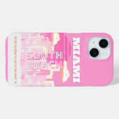 Miami Beach, Miami Travel Art, Preppy, Roze Case-Mate iPhone Case (Achterkant (horizontaal))