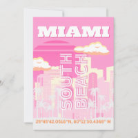Miami Beach, Miami Travel Art, Preppy, Roze