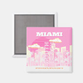 Miami Beach, Miami Travel Art, Preppy, Roze Magneet (Voorkant / Achterkant)