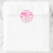Miami Beach, Miami Travel Art, Preppy, Roze Ronde Sticker (Tas)