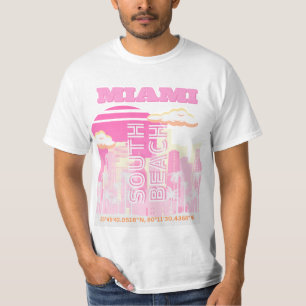 Miami Beach, Miami Travel Art, Preppy, Roze T-shirt