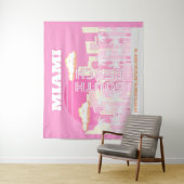 Miami Beach, Miami Travel Art, Preppy, Roze Wandkleed (In situ)