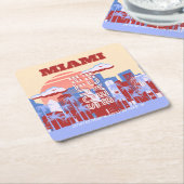 Miami Beach, Miami Travel Art, Retro Kartonnen Onderzetters (Schuin)