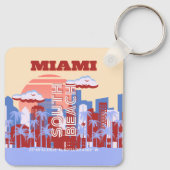 Miami Beach, Miami Travel Art, Retro Sleutelhanger (Achterkant)