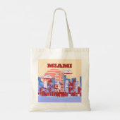 Miami Beach, Miami Travel Art, Retro Tote Bag (Achterkant)