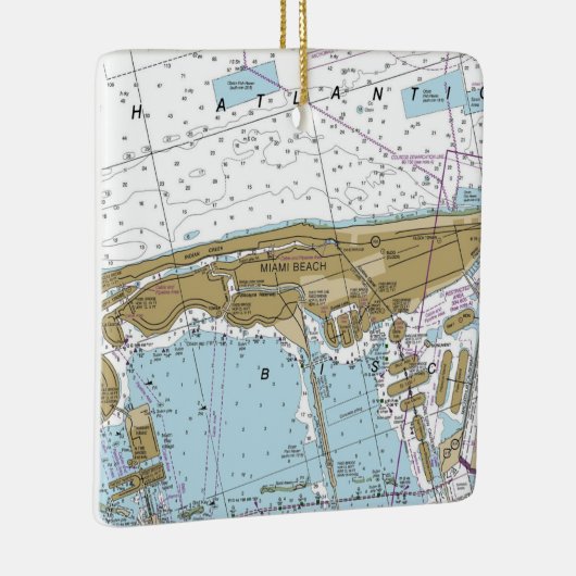 Miami Beach Nautical Chart Keramisch Ornament (Rechts)