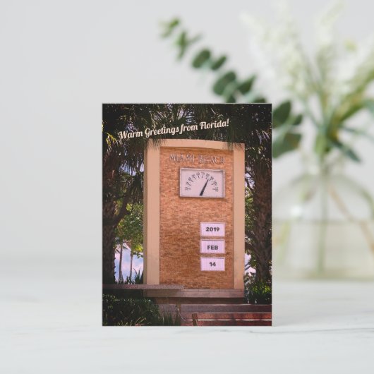 Miami Beach Ocean Drive Thermometer (datum invoege Briefkaart (Staand voorkant)