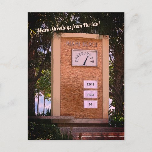 Miami Beach Ocean Drive Thermometer (datum invoege Briefkaart (Voorkant)