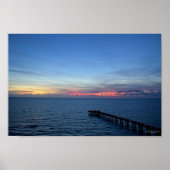 Miami Beach Ocean Sunrise Blue Ocean Landschap Poster (Voorkant)